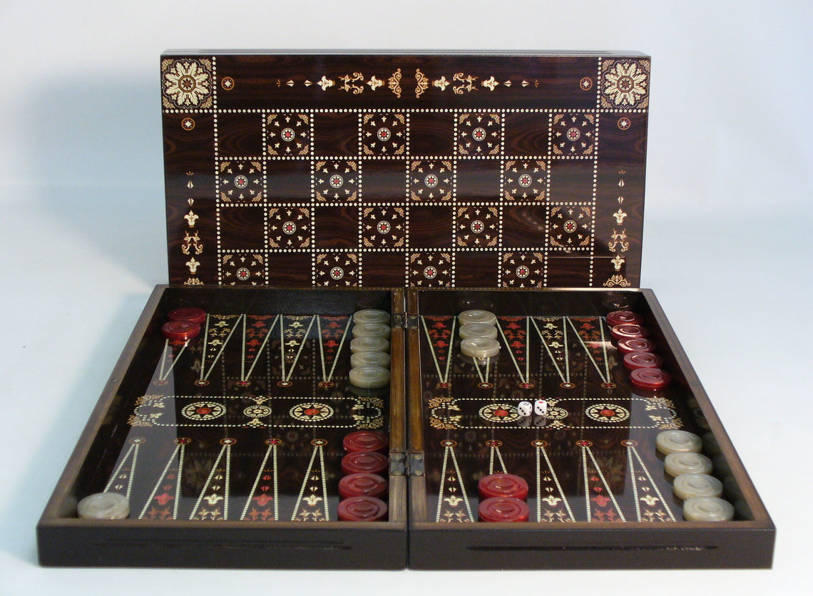 Backgammon - 19" Flowered Decoupage with Chess Back
