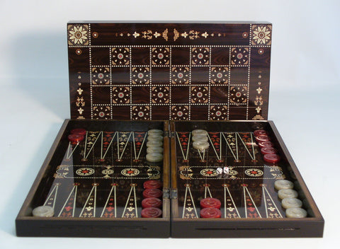 Backgammon - 19" Flowered Decoupage with Chess Back